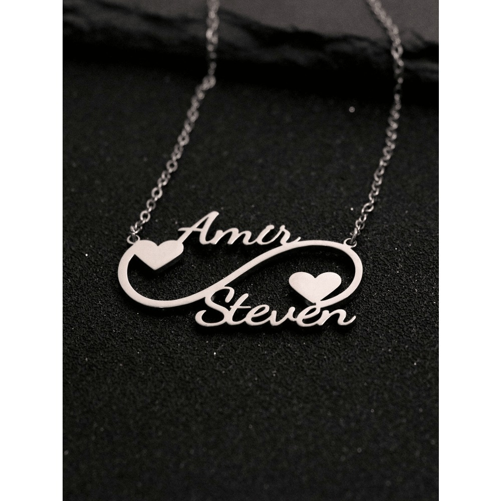 Custom Two Names Infinity Necklace Pendant — Personalized Gift